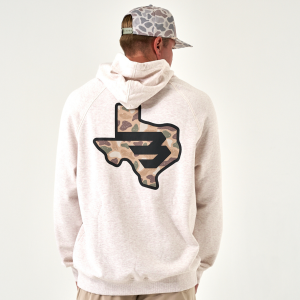 Fleece Hoodie - Texas Camo Flying B - Heather Oatmeal