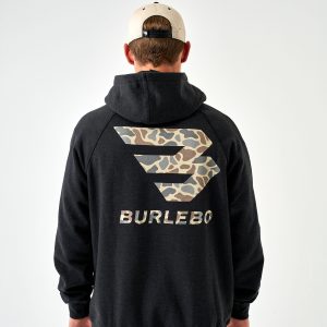 Fleece Hoodie - Camo Signature Logo - Heather Black