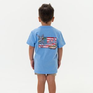 Youth Short Sleeve Tee - BURLEBO Patch Flag - Heather Periwinkle