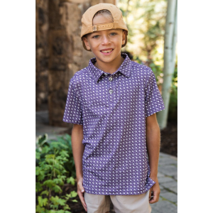 Youth Performance Polo - Texas - Purple & White