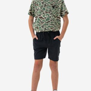 Youth Athletic Short - Heather Black - Retro Duck Camo Liner